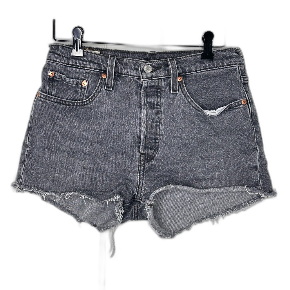 Levi’s 501 High Rise Cutoff Shorts Gray Denim W27 Frayed Hem Distressed